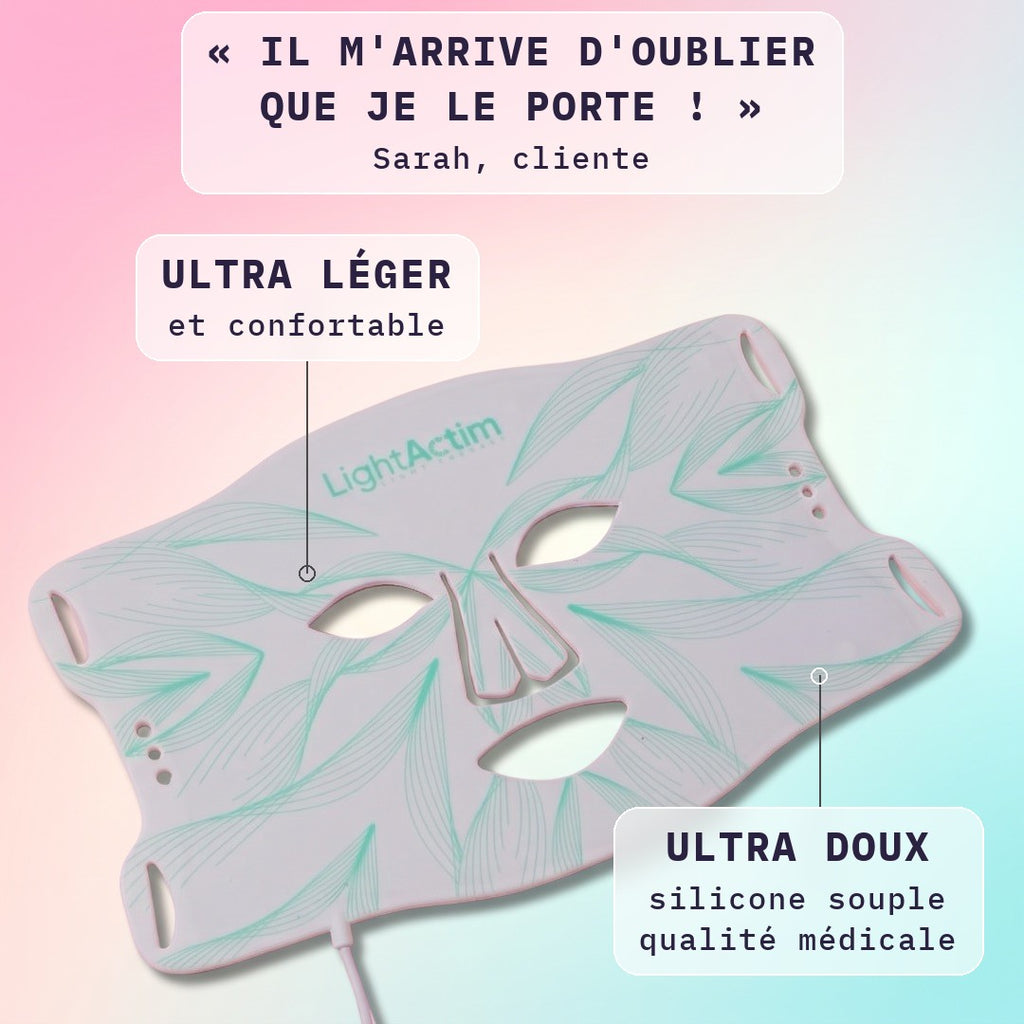 Masque LED visage Bodysiam ultra léger et ultra doux, silicone souple qualité médicale